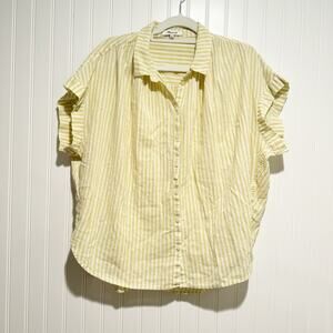 Madewell Striped Central Shirt White Lime Green Oversized Boxy Fit Size XXL